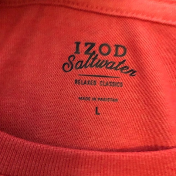 Izod Saltwater Relaxed Classics Men's Long Sleeve T-Shirt Coral Size Large - NWT - Picture 7 of 8